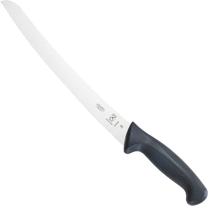 Mercer Culinary M23880 Millennia Black Handle, 10-Inch Curved Wavy Edge, Bread Knife