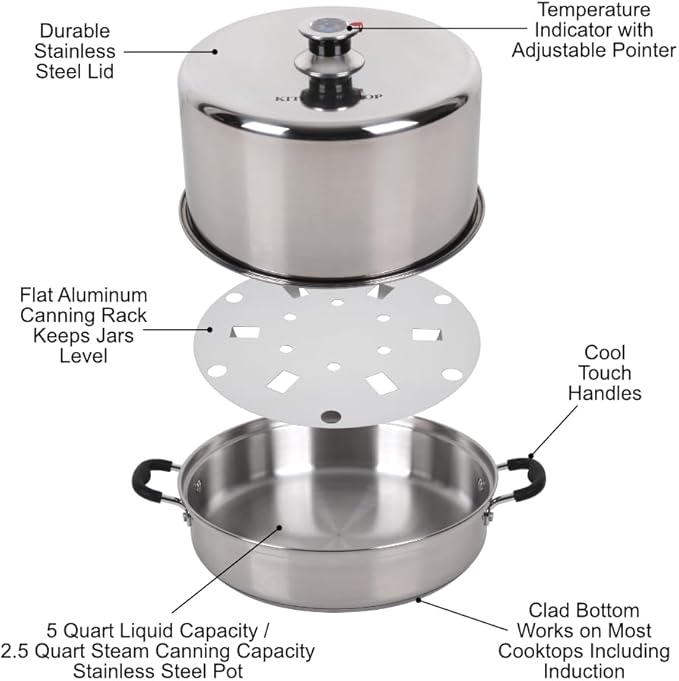Kitchen Crop Steam Canner with Temperature Indicator (Stainless Steel Steam Canner)