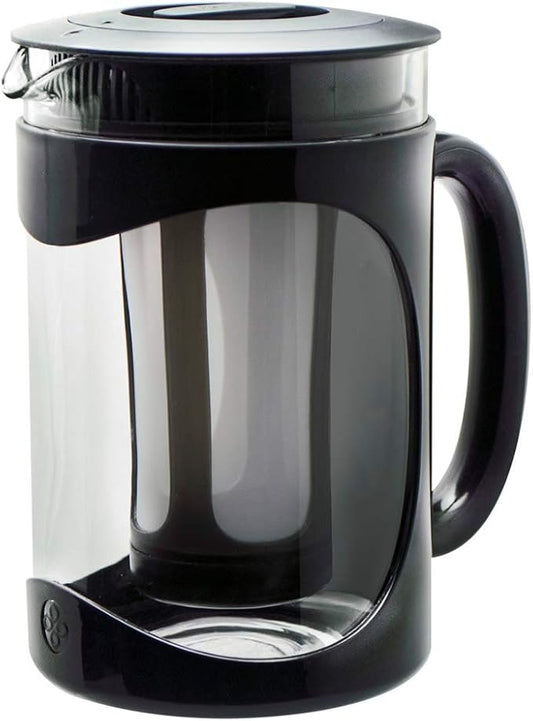 Primula Burke Deluxe Cold Brew Iced Coffee Maker, Comfort Grip Handle, Durable Glass Carafe, Removable Mesh Filter, Perfect 6 Cup Size, Dishwasher Safe, 1.6 qt, Black
