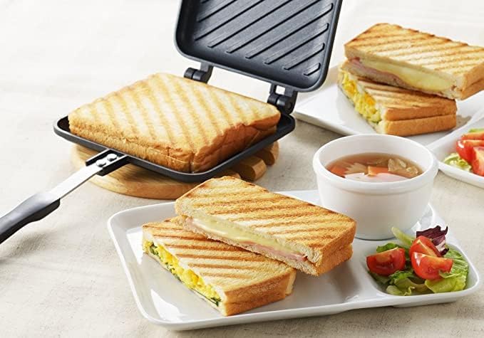 Panini Press Hot Sandwich Maker Non-Stick Panini Grill Pan with Handle Aluminum Flip Pan for Home and Outdoor Camping, 18 Pack