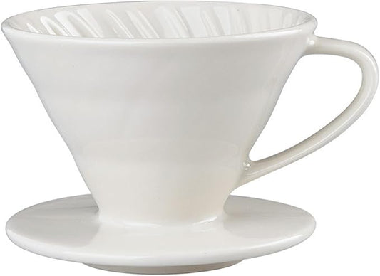 Pour Over Coffee Maker, Single Cup Coffee Dripper, Manual Porcelain Slow Brewing Accessories for Travel, Camping, Office, Home, Cafe, Coffee Gifts (White, Large,2-4Cups)
