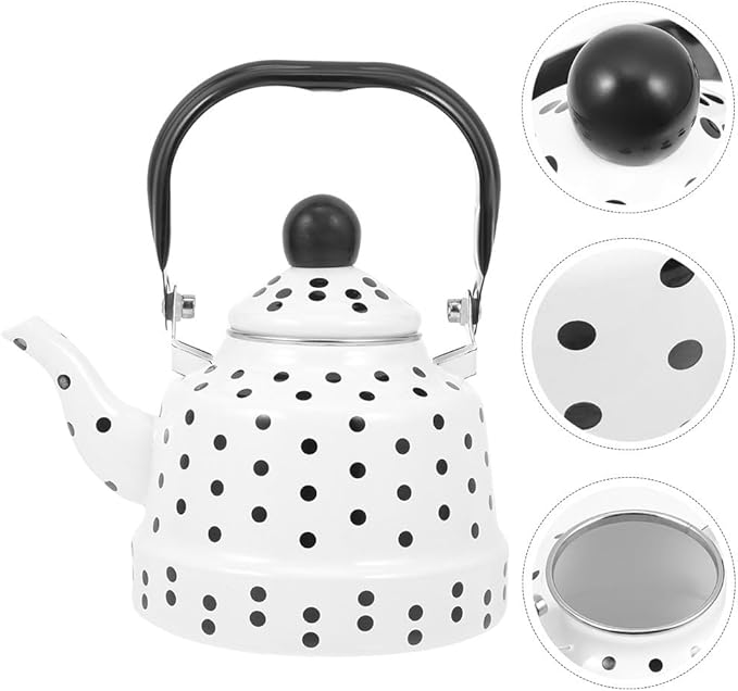 Zerodeko Vintage Enamel Tea Kettle with Handle Portable Water Boiling Kettle for Induction Electric Gas Stoves for Home Office Restaurant Dorm Use
