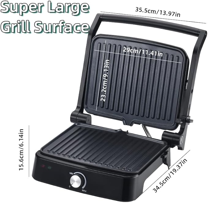 Vivicreate 5-in-1 Contact Grill Panini Press Nonstick Electric Grill Adjustable Temperature Removable Plates Portable for Sandwiches Steak Breakfast Parrilla eléctrica prensa de panini sándwiches