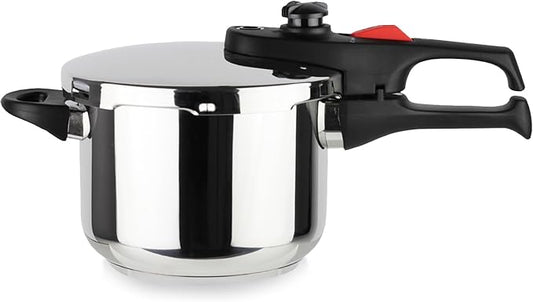 MAGEFESA Practika Plus 3.4-Quart Pressure Cooker – 18/10 Stainless Steel, Induction Compatible, 5-Layer Heat Diffuser Bottom, 5 Safety Systems, Even Heat Distribution