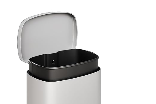 Garvee 13 gal (50 L) and 2.6 gal (10 L) Metal Trash Can Combo Set, Rustproof Garbage Can with Lid, Step-on Trash Bin with Inner Bucket, Rear Handle, White