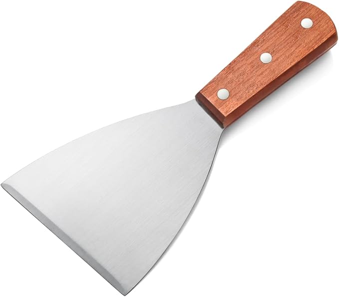 New Star Foodservice 38309 Wood Handle Slant Edge Grill Scrapers, 4 by 8.5-Inch