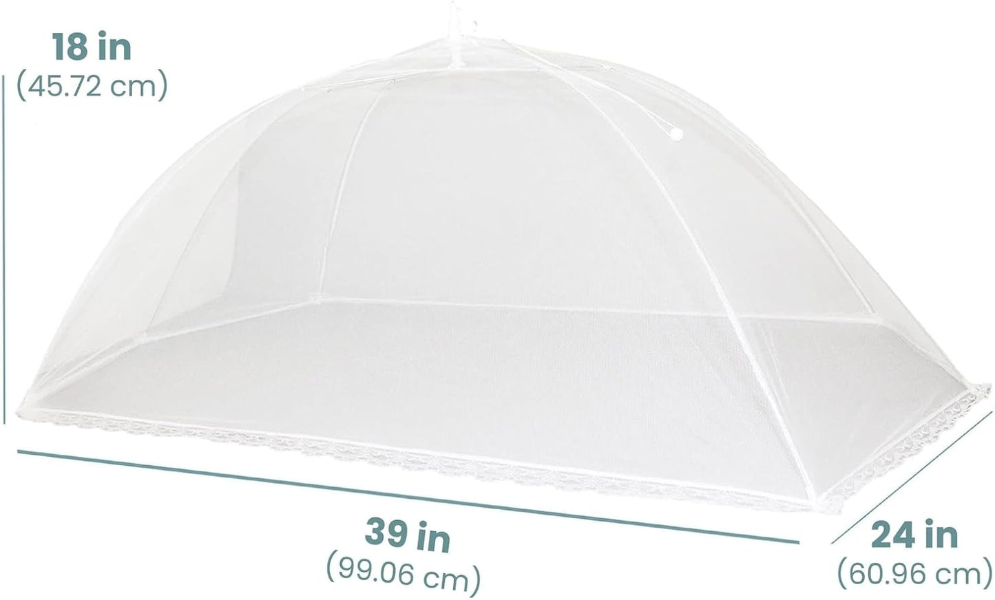 Simply Genius Pop-Up Mesh Food Covers for Outdoors - 6 Pack Extra Large 39" x 24", White, Collapsible & Reusable - Buffet Food Covers & Bug-Net Tent for Picnic, Party & Camping