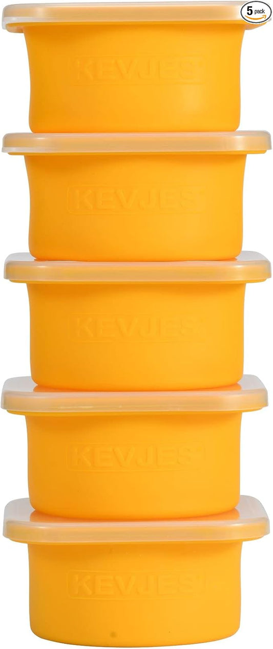 Stackable Silicone Artisan Pizza Dough Proofing Proving Containers with Lids-5pack-500ml portion (Yellow)