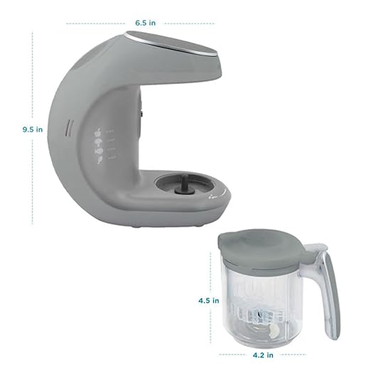 EVLA'S Baby Food Maker, Steamer, Blender, Baby Food Processor for Healthy Homemade Baby Food in Minutes, Touch Screen with 6 Reusable Food Pouches, Baby Registry Essential, Grey
