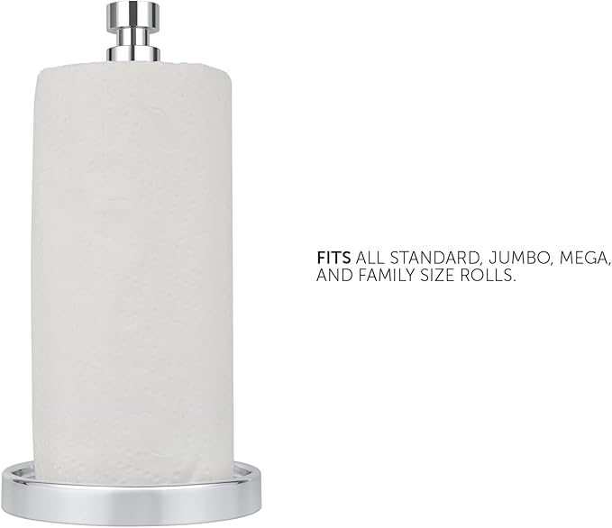 Ivilon Countertop Paper Towel Holder - Steady and Easy Tear - Fits All Paper Towel Rolls - Chrome