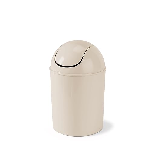 Umbra 1.25 Gallon Mini Waste Can with Removable Swing-Top Lid - Small Garbage Bin for Kitchen, Bathroom, Bedroom, Office - Compact Trash Can Fit Under Tables & Counters - Oatmeal
