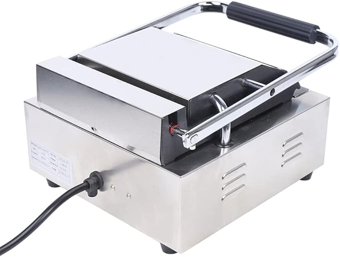Commercial Panini Grill, 110V 1800W Electric Single Sandwich Press Gril with Temp Control Smooth Flat Surface Sandwich Maker for Restaurant Cafe