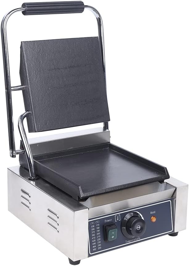 Panini Press Sandwich Maker, 1800W Indoor Electric Press Grill, Temperature Adjustable Sandwich Making Machine, Stainless Steel Versatile Grill for Small Kitchen, Dormitory, Office, Restaurant