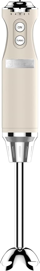 Westinghouse Hand Blender - 5-Speed Immersion Blender with Turbo Function, Stainless Steel Blades & Rod, 500W Power, Detachable Easy Clean Design, Best for Smoothies & Soups - Retro Appliance, White