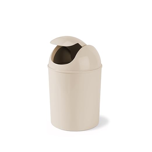 Umbra 1.25 Gallon Mini Waste Can with Removable Swing-Top Lid - Small Garbage Bin for Kitchen, Bathroom, Bedroom, Office - Compact Trash Can Fit Under Tables & Counters - Oatmeal