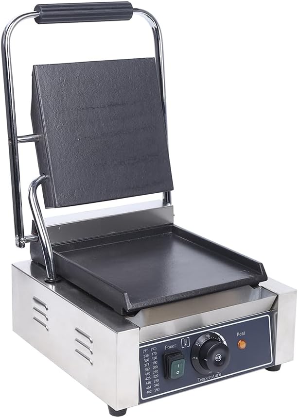 Electric Griddle,1800W Commercial Dual Heating Plates Stainless Steel Sandwich Maker, Smooth Flat Surface Sandwich Toaster with Temperature Control,Portable Panini Press Grill for Kitchen,Dormitory