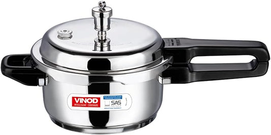 Vinod V-2L Stainless Steel Sandwich Bottom Pressure Cooker, 2-Liter,Silver,Medium