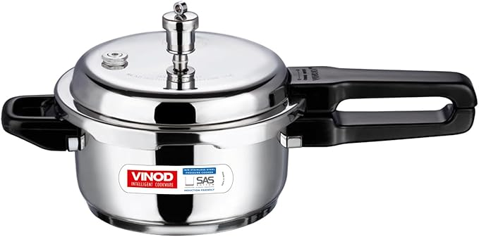 Vinod V-3L Stainless Steel Sandwich Bottom Pressure Cooker, 3-Liter