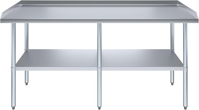 AmGood Commercial Work Table with Backsplash and Sidesplashes | Height: 35" | Stainless Steel Prep Table for Kitchen, Restaurant, Garage, Laundry | NSF (72" Long x 24" Deep)
