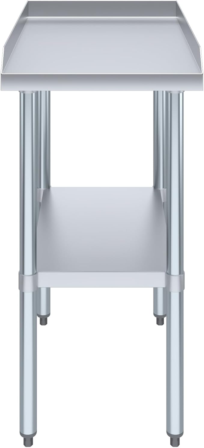 AmGood Commercial Work Table with Backsplash and Sidesplashes | Height: 35" | Stainless Steel Prep Table for Kitchen, Restaurant, Garage, Laundry | NSF (18" Long x 30" Deep)