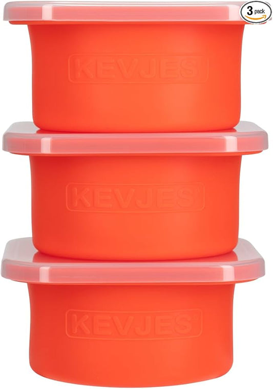 Stackable Silicone Artisan Pizza Dough Proofing Containers with Lids (3 Red)