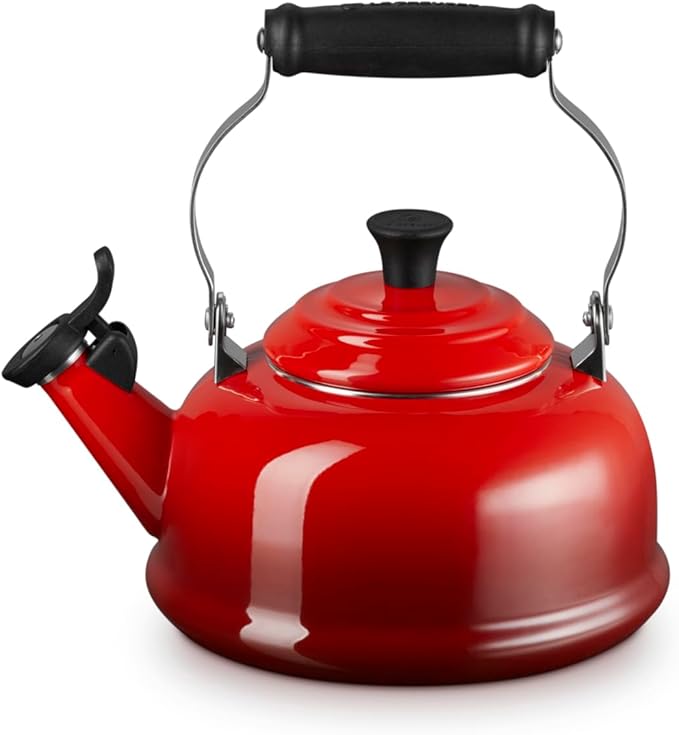 Le Creuset Enamel On Steel Whistling Tea Kettle, 1.7 qt., Cerise