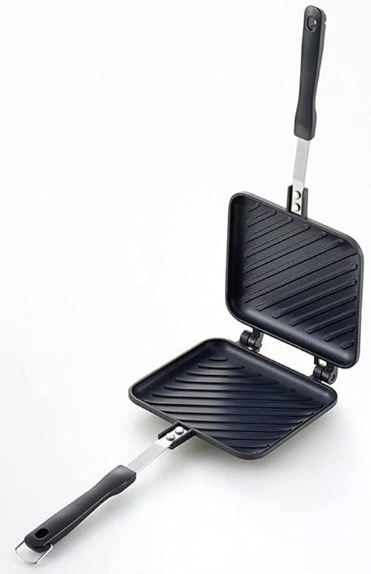 Panini Press Hot Sandwich Maker Non-Stick Panini Grill Pan with Handle Aluminum Flip Pan for Home and Outdoor Camping, 18 Pack
