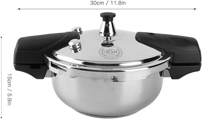Mini Pressure Cooker 1.8 Liter/1.6 Quart, Small Pressure Cooker, 304 Stainless Steel Pressure Cooker, Safe Explosion Proof Dual Handle fit for Gas Stove Induction Cooker
