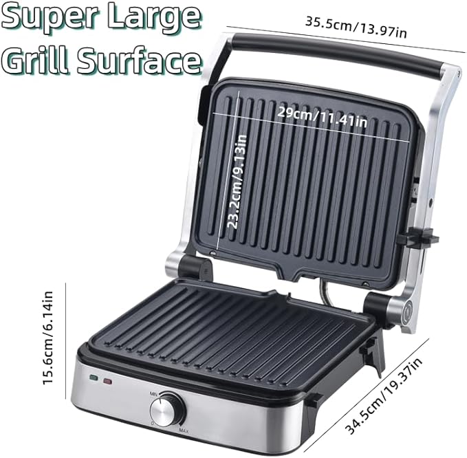 Vivicreate 5-in-1 Contact Grill Stainless Steel Panini Press Nonstick Electric Grill Adjustable Temperature Removable Plates Portable for Sandwiches Steak Chicken Breakfast eléctrica prensa de panini