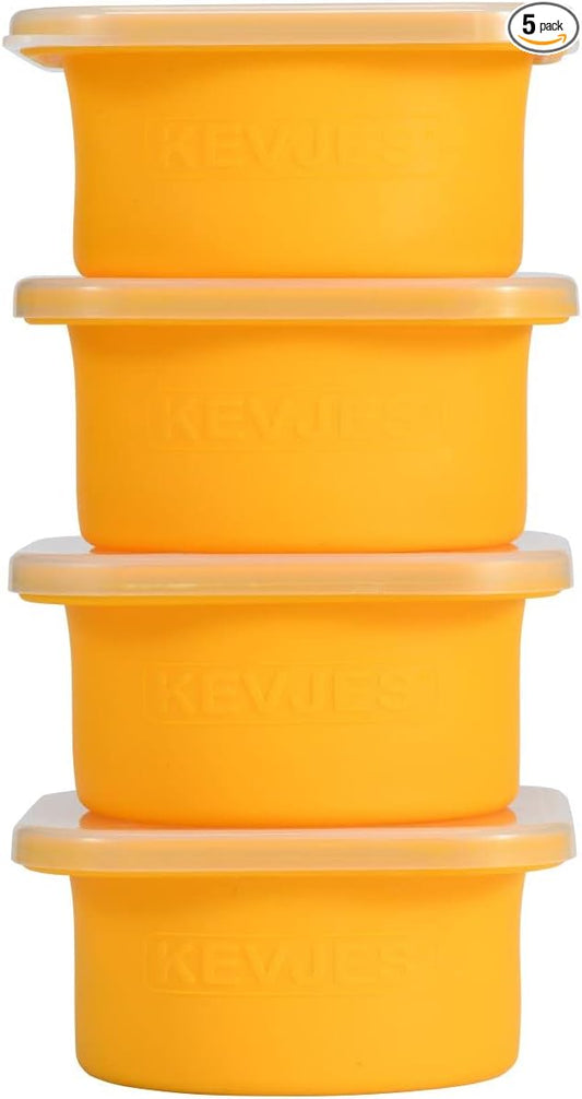 Stackable Silicone Artisan Pizza Dough Proofing Proving Containers with Lids pizza making accessories-4 pack-500ml portion (Yellow)