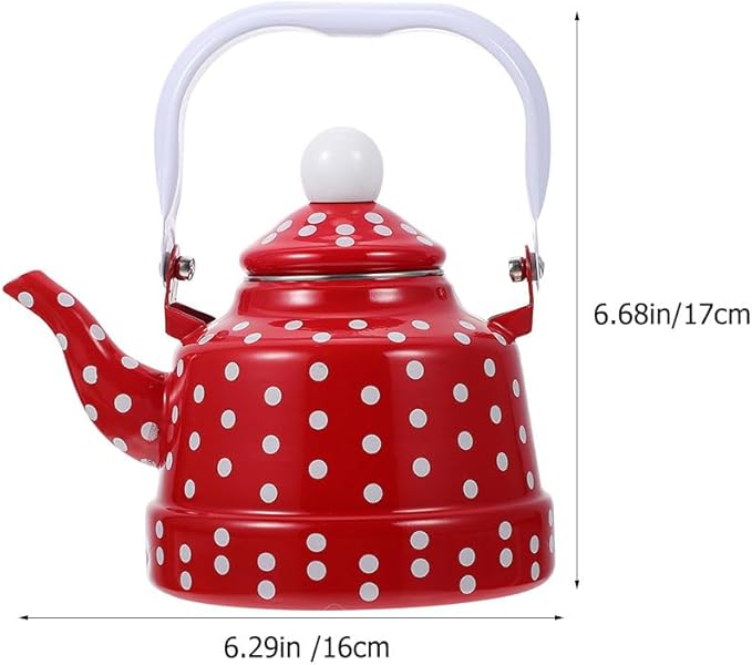 Hemoton Vintage Red Enamel Tea Kettle - 1.8L Stovetop Whistling Kettle for Brewing Tea and Coffee Ideal for Home and Holiday Gatherings