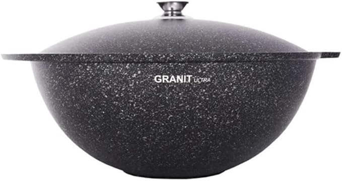 Aluminum Wok Kazan Cooking Pot Granit Ultra Non-Stick Kazan for Making Pilaf with Lid Camping Cookware Dutch Oven Kitchen Pot (9.5-qt. (9 L))