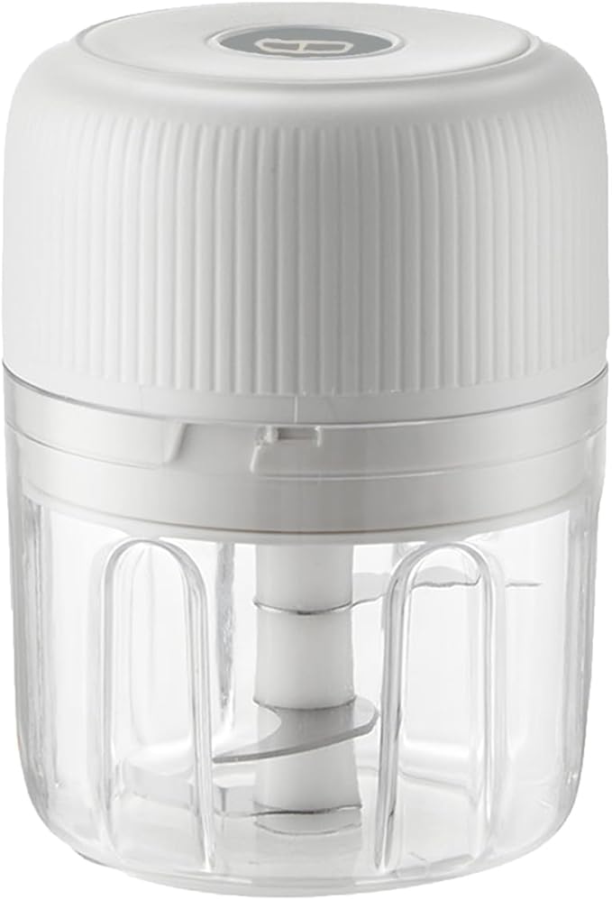 Electric Garlic Chopper, Portable Veggie Chopper,Garlic Grinder Masher Onion Chopper, Cordless Food Processor for Ginger, Chili, Fruit, Meat,etc(white 250ml)