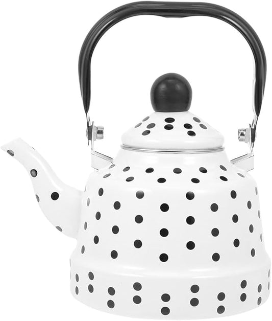 Hemoton Vintage Enamel Tea Kettle Boiling Kettle for Induction Gas and Electric Stovetops Artistic Design Spout for Heating for Tea and Households