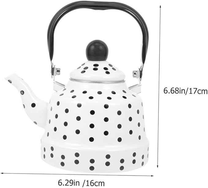 Zerodeko Vintage Enamel Tea Kettle with Handle Portable Water Boiling Kettle for Induction Electric Gas Stoves for Home Office Restaurant Dorm Use