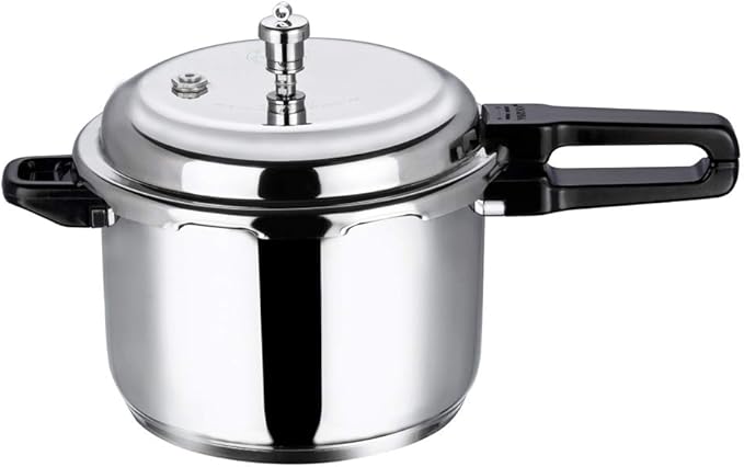 Vinod Pressure Cooker Stainless Steel – Outer Lid - 10 Liter – Induction Base Cooker – Indian Pressure Cooker – Sandwich Bottom – Best Used For Indian Cooking, Soups, and Rice Recipes, Quinoa