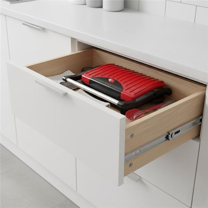 Panini Press - Sandwich Maker with Nonstick Plates - Indoor Countertop Grill for Cooking Burgers, Steak, Grilled Cheese, and More by Chef Buddy (Red)
