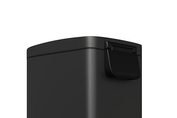 Garvee 13 gal (50 L) and 2.6 gal (10 L) Metal Trash Can Combo Set, Rustproof Garbage Can with Lid, Step-on Trash Bin with Inner Bucket, Rear Handle, Black