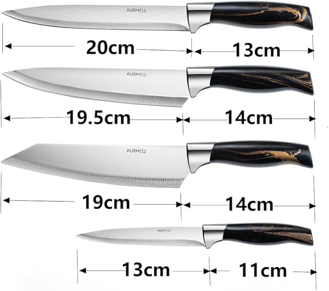 6 Piece Kitchen Knife Set, Stainless Steel Knife Set, Professional Chef Knives Set Sharp Knives for Kitchen, Durable Knives with Ergonomic Plastic Handle