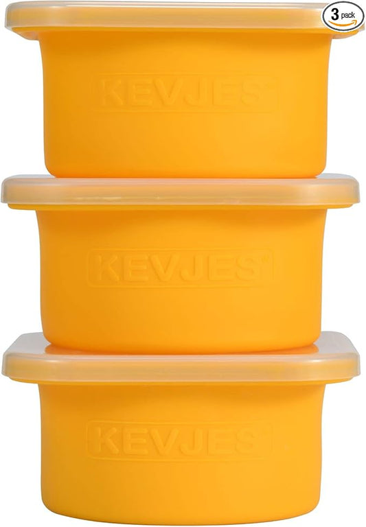Stackable Silicone Artisan Pizza Dough Proofing Proving Containers with Lids-3 pack-500ml portion (Yellow)