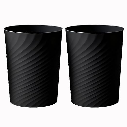 2 Pcak Small Bathroom Trash Can 1.8 Gallon Waste Basket Garbage Can for Bedroom Office Kitchen, Black