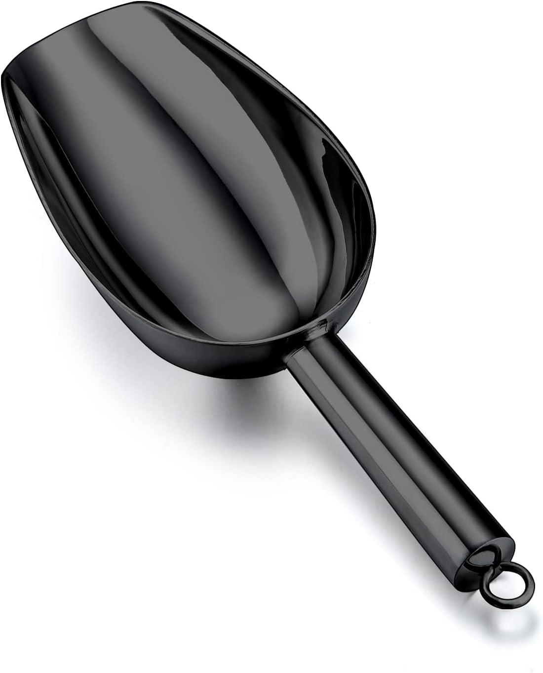 TeamFar 5oz Ice Scoop, Stainless Steel Food Scoop Metal Ice Scooper for Kitchen Bar Party Wedding, Heavy Duty & Sturdy, Easy Storage & Versatile, Mirror Finish & Smooth Edge, Black