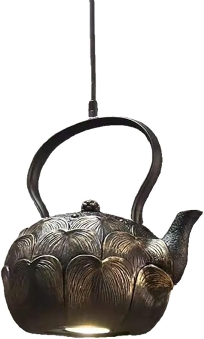 Chinese Retro Tea Kettle Pendant Light Handmade Craft Ceiling Mount 9 Inch for Dining Room Bar Bedroom 3000k