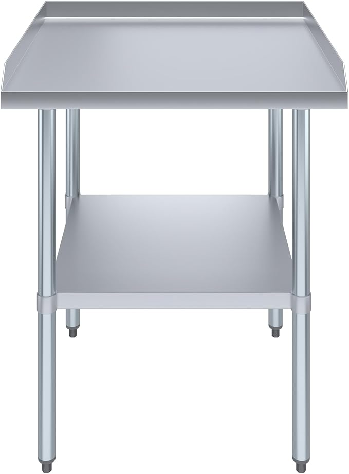 AmGood Commercial Work Table with Backsplash and Sidesplashes | Height: 35" | Stainless Steel Prep Table for Kitchen, Restaurant, Garage, Laundry | NSF (30" Long x 30" Deep)