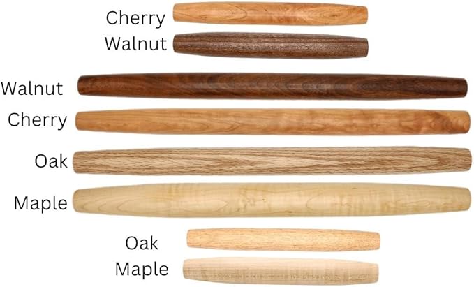 Handmade 20 French Rolling Pin for Dough - Cherry Wood Roller, Perfect Wooden Rolling Pin for Baking, Pizza, Chapati, and Tortilla. Crafted in Kentucky. Tapered
