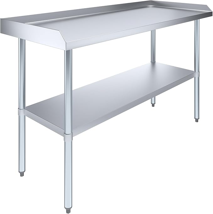 AmGood Commercial Work Table with Backsplash and Sidesplashes | Height: 35" | Stainless Steel Prep Table for Kitchen, Restaurant, Garage, Laundry | NSF (60" Long x 24" Deep)