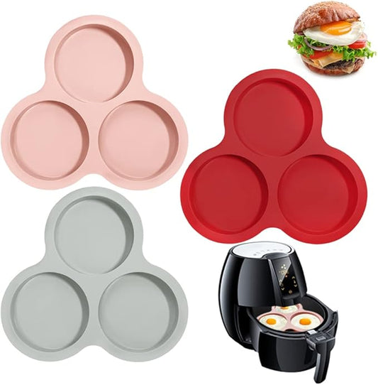 Nonstick Silicone Muffin Pans - 3 Cavity, 3 Pcs, Three Colors, Air Fryer Accessories for Fryers Above 6QT