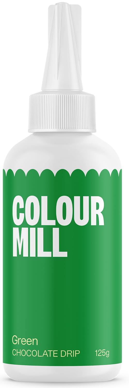 Colour Mill Chocolate Drip Easy-Melt Drizzle for Desserts, 125 Grams Green