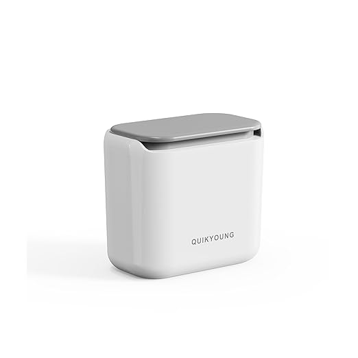 Small Trash Can with Lid, 1.8 Gallon Flip-Top Wall-Mounted Garbage Can, Slim Waste Basket & Compost Bin for Bathroom, Kitchen, Bedroom, Living Room, Office, Laundry - White (1.8 Gel)