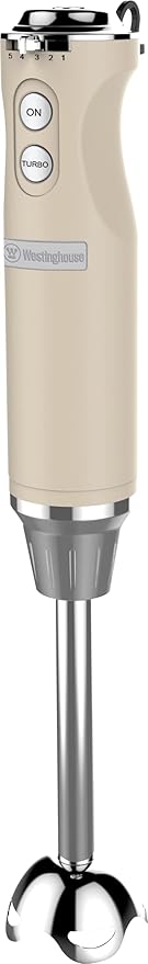 Westinghouse Hand Blender - 5-Speed Immersion Blender with Turbo Function, Stainless Steel Blades & Rod, 500W Power, Detachable Easy Clean Design, Best for Smoothies & Soups - Retro Appliance, White